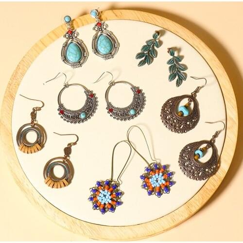 LATS Vintage Flower Leaf Dangle Earrings for Women Tassel Drop Earring 2020 Fashion Jewelry Indian Earings Brincos