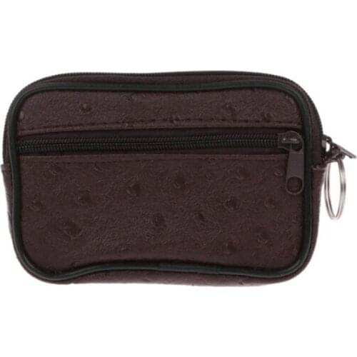 Women Men Leather Coin Purse Wallet Clutch Key Holder Zipper Small Change Soft Bag Mini Bag Black Storage Wallets