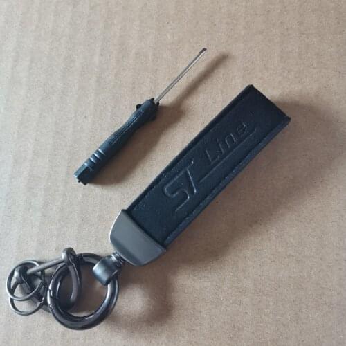 1pcs Fashion Leather ST line Keychain Keyring for Ford FIESTA FOCUS MONDEO Auto Car Styling