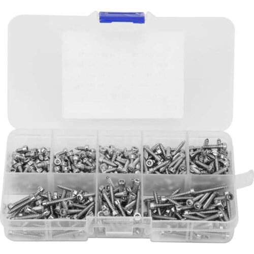 400Pcs M2.5x5/6/8/10/12/14/16/18 Cup Head Self-Tapping Screw 304 Stainless Steel Cylinder Head Hex Socket Screw