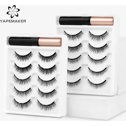 YAPEMAKER Magnetic Eyelashes Magnetic Liquid Eyeliner & Magnetic False Eyelashes and Tweezers 3D Mink False Eyelash Extension