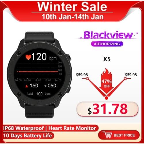 Blackview X5 Smart Watch IP68 Waterproof Sports Big Battery Heart Rate Monitoring Men Women Watch For IOS Android Smartphone