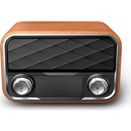 Solid Wood Pattern Retro Bluetooth Speaker Outdoor Portable Subwoofer Dual Speakers FM Radio TF Card AUX U Disk Music