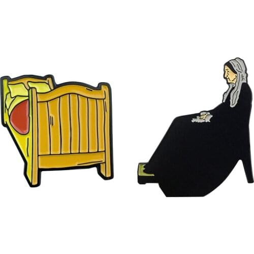 Art Enamel Pins Inspired By The Painter Master Whistlers Mother And Van Goghs The Bedroom Brooch