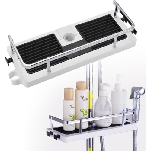 Shower Storage Holder Rack Organizer Bathroom Shelf Shampoo Tray Stand No Drilling Floating Shelf For Wall Household Item
