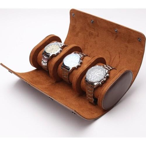 3/2/1 Slots Watch Roll Travel Case Chic Portable Vintage Leather Display Watch Storage Box with Slid in Out Watch Organizers