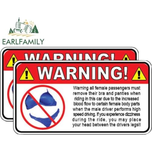 EARLFAMILY 13cm x 7.7cm for Sexy Warning Sign Car Refrigerators Sticker Waterproof Decal Vinyl Car Wrap Camper Occlusion Scratch