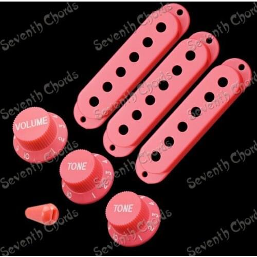A set Pink Electric guitar Single coil Pickup Covers & Speed Control Knob & Switch Knobs (Red)/ (String Spacing Any combination)