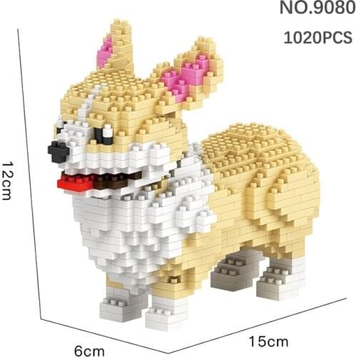 Cartoon Animal Dog Small Particle Building Blocks DIY Animation Pet Dog Model Puzzle Assembled Building Blocks Childrens Toys