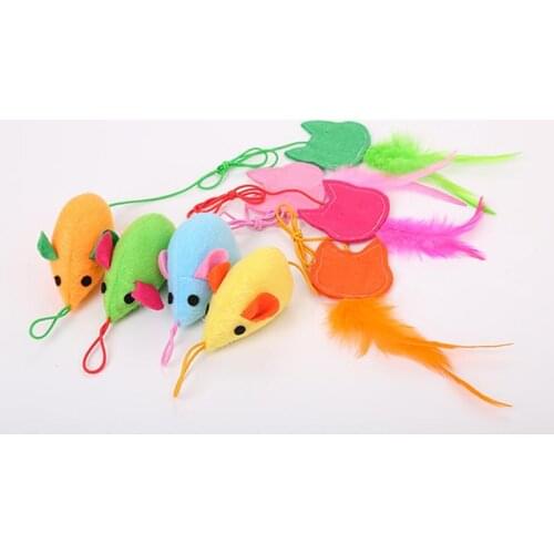 Legendog 1pc Plush Cat Toy Fake Feather Mouse Decor Toy Cat Interactive Toys Pet Supplies Pet Accessories Cat Favors