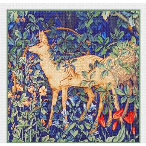 Hot Embroidery William Morriss Forest Deer Counted Cross Stitch Kits Baby with 100% Cotton Floss & Free Shipping for Home Decor
