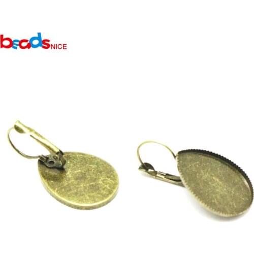 Beadsnice brass earrings hooks cabochon base setting bezel diy jewelry findings making fittings dentoid base ID 29666