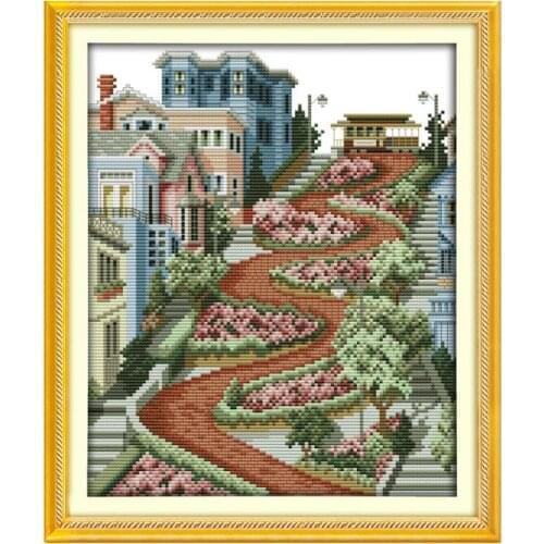 City streets cross stitch kit aida 14ct 11ct count print canvas hand sew cross-stitching embroidery DIY handmade needlework
