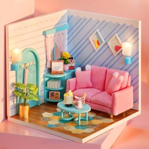 DIY Miniature Wooden Dollhouse Kit Furniture With Light Girls Loft Villa Doll House Casa Assembled Toys for Adults Gifts