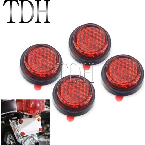 For Harley Street Bike Cruiser Touring Scooter Number Plate Red Reflectors Motorcycle Truck Stick On Safety Reflector Stickers