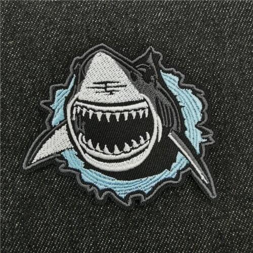 Shark Ocean Embroidered Patch For Clothes Mountain Mona Lisa Patches Applique Ironing Clothing Sewing Supplies Decorative Badges