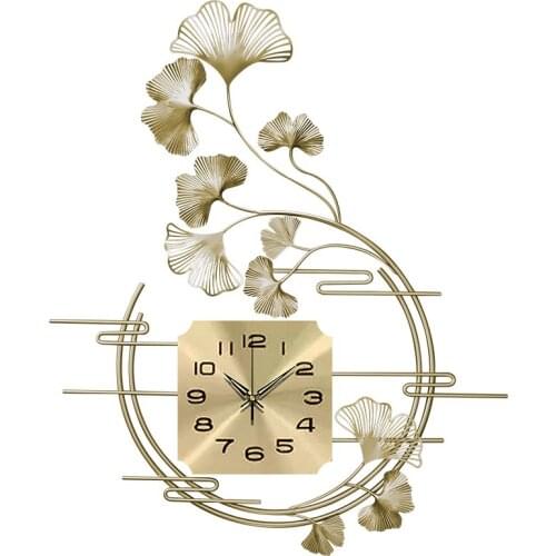 Nordic Luxury Wrought Iron Gold Watch Wall Clocks Home Livingroom 3D Mute Clock Wall Mural Decoration Hotel Wall Sticker Crafts
