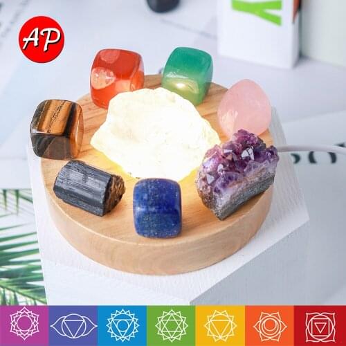 1Set Natural Crystal Seven Chakela Night Light Amethyst Cluster Energy Quartz Divination Ornaments Bedroom Decoration