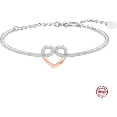 2020 New Fashion Charm Pure 925 Silver Original 1:1 Copy, Romantic Feminine Soft Love Shape Bracelet Female Luxury Jewelry Gifts