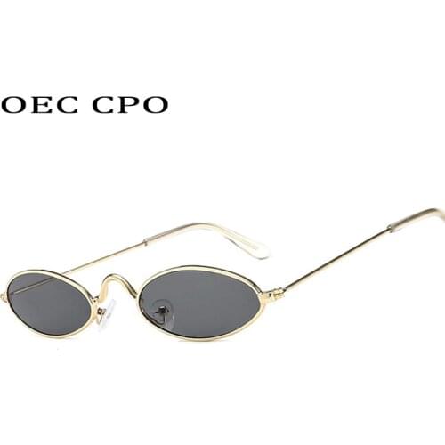 OEC CPO Vintage Small Oval Sunglasses Women Retro Street Beat Shopping Black Sunglasses Men Hip Hop Sunglass Oculos O55