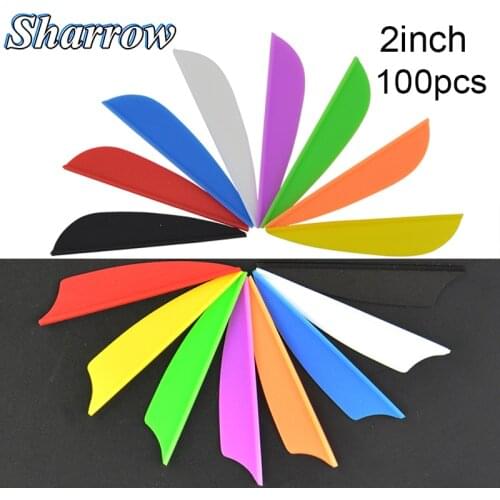 2inch Parabolic and Shield Rubber Feathers 100PCS 2'' Water Drop Archery Fletches Feather Arrow Fletching For Hunting Shooting