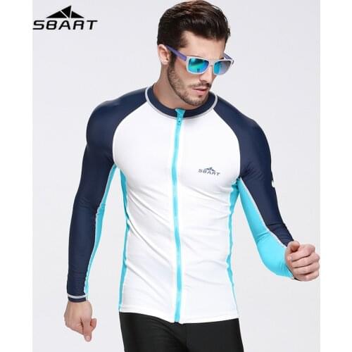 SBART Rash Guard Shirts With Zipper Sun Protection Swim Tops for Men Womens Long Sleeve Rashguard Surfing Jacket