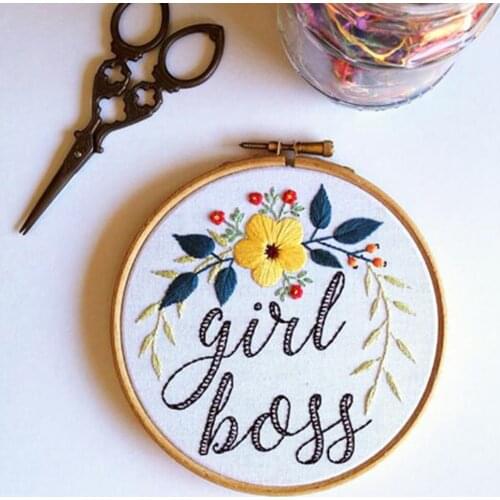 Embroidery Starter Kit with Pattern, with Cross Stitch Hoop(15cm) DIY Needlework Crafts