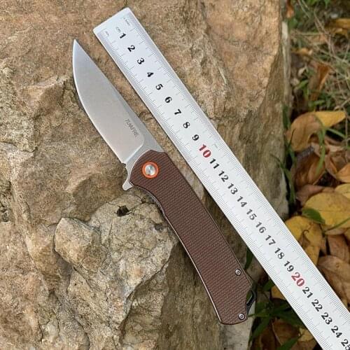 TUNAFIRE Tactical Folding knfie High-end linen Handle D2 steel outdoor Tool EDC Camping Survival Knife