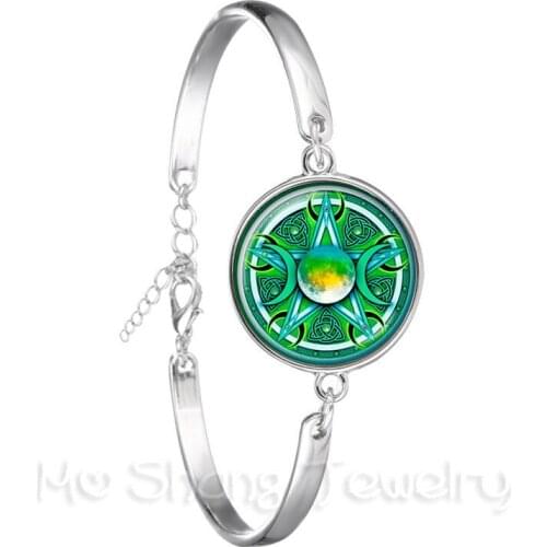 Triple Moon Goddess Wicca Pentagram Magic Amulet Talisman Women Bracelet Tibetan Vintage Jewelry Gift For Family Talisman