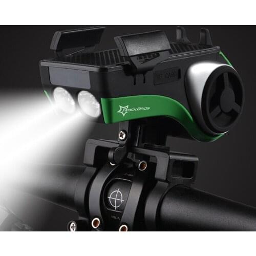 ROCKBROS Waterproof 5 in 1 Bicycle Computer Phone Holder Bluetooth Audio MP3 Player Speaker 4400mAh Power Bank Bell Bike Light