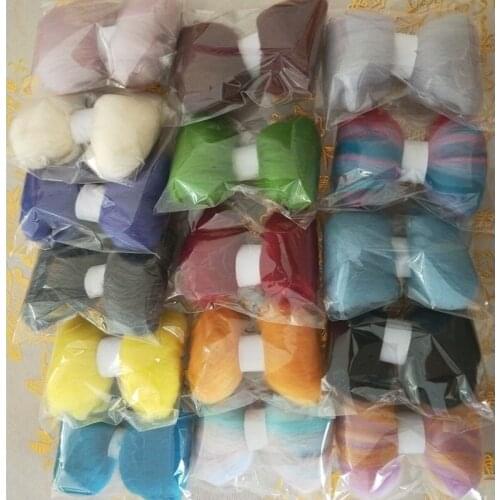WFPFBEC 70s DIY wool for needle felting kit merino wool roving wool fiber crafa 160g 10g/color or 5g/color 16colors felt