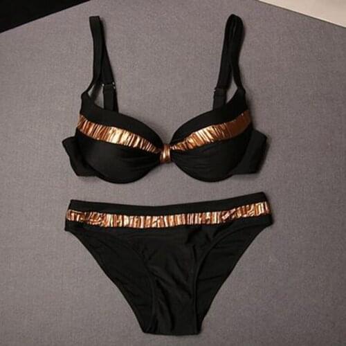 Womens Female Halter Bikini Solid Push Up Sexy Swimwear Summer Swimsuit Beachwear Bikini Set Bathing Suit New Styles 2020