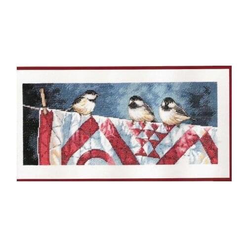 Gold Collection Lovely Counted Cross Stitch Kit Singin' the Wash Line Blues Three Birds Bird on Quilt Dim 35201