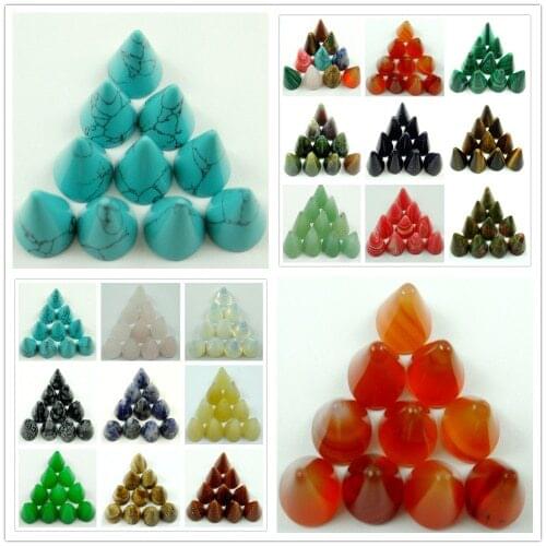 10*12mm Natural stone Turquoises Tiger Eye Quartz crystal Cabochon Pendant for diy Jewelry making necklace Accessories 50PCS