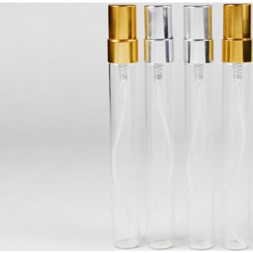 10ml 100pcs Empty Glass Mini Test Tube Perfume Bottle with Gold/Silver/Black Aluminum Cap Sample Vials Bottle Cosmetic Container