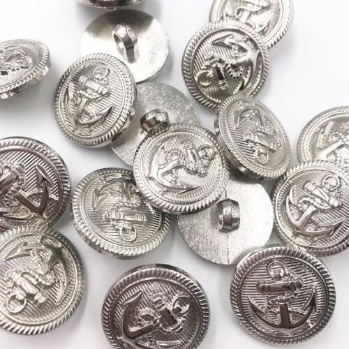 10PCS/pack 20MM Silver Anchor Buttons Plastic Sewing Accessory Shank Button Garment Clothing PT353