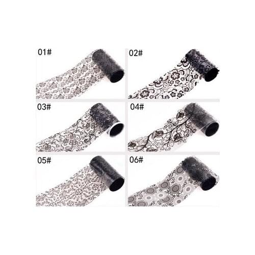 200pcs 10 Design Black Lace Transfer Star Nail Art Foils Sticker Nails Decals Beauty Gel Polish Wraps Decoration
