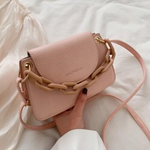 2021 New Luxury Fashion Chunky Chain Handbag Casual Leather Square Womens Messenger Shoulder Bag