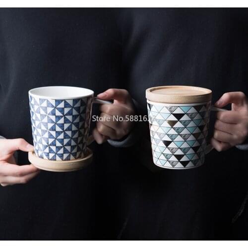550ml 1pcs Ceramic Geometrical Element Large Capacity Mugs Office Coffee Milk Water Cup for Lovers