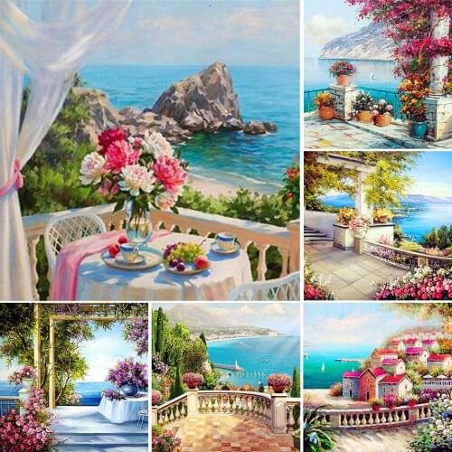 5D DIY Diamond Painting Landscape Flower Sea Cross stitch Kit Diamond Embroidery Mosaic Picture Of Rhinestones Home Decor