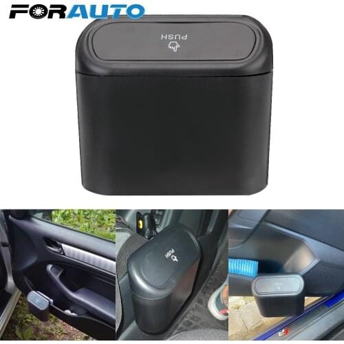 Auto Interior Accessories Pressing Type Trash Can ABS Storage Box Car Trash Bin Hanging Vehicle Garbage Dust Case Square