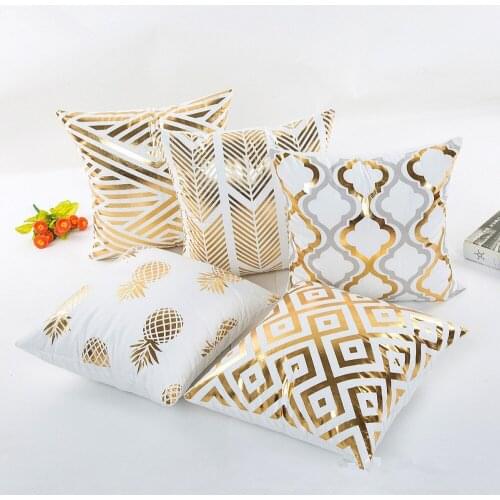 Drop Ship Super Soft Pineapple Bronzing Pillow Cover Geometric Heart Cushion Cover Pillow Case decorative Throw Pillow 45x45cm