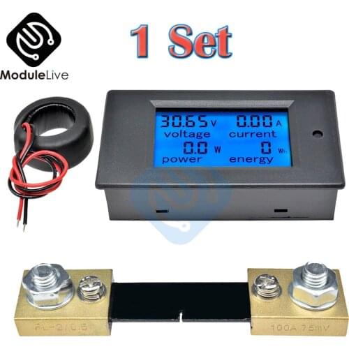 100A Digital LCD AC Voltmeter Ammeter Power Supply Energy Voltage Current Display Power Meter Closed CT AC 80V-260V + 75mV Shunt