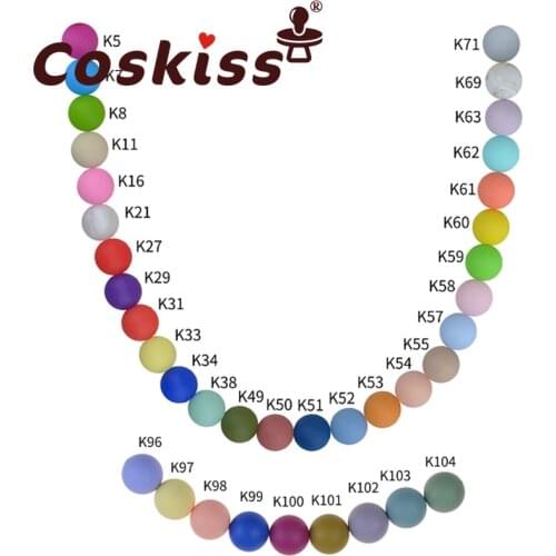 Coskiss 12mm Round Shape 20pcs/Lot Silicone Teething Beads For DIY Nursing Necklace Food Grade Chew Beads