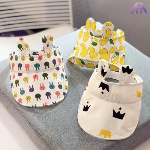 1-3 Years Old Boys Girls Cartoon Cotton Sun Visor Cap Summer Breathable Top Air Cap Kids Child Outdoor Sunhat Sunscreen Cap