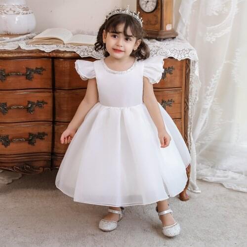 Ceremony 1 Year Birthday Baptism Baby Dress Beading Kids Dress For Baby Clothes Children Wedding Party Princess Dresses Vestidos