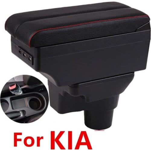 For Russia KIA K2 Rio 3 Armrest Box 2016 2012 2015 2014 2013 2012 Car Storage USB Leather Auto Cup Holder