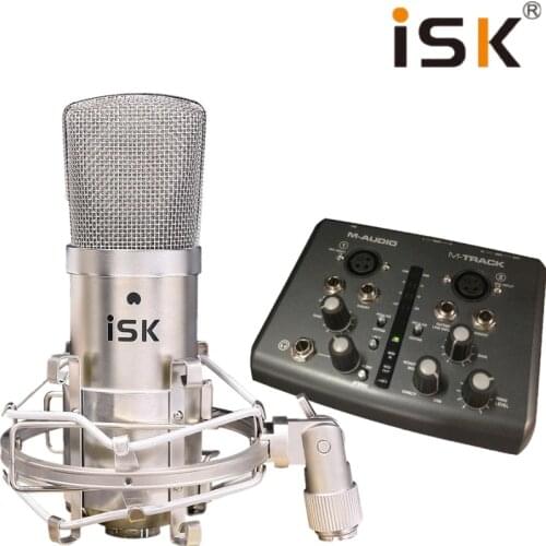 ISK BM800/BM-800 condenser microphone with M-AUDIO M-TRACK USB audio interface external sound card for live broadcast recording
