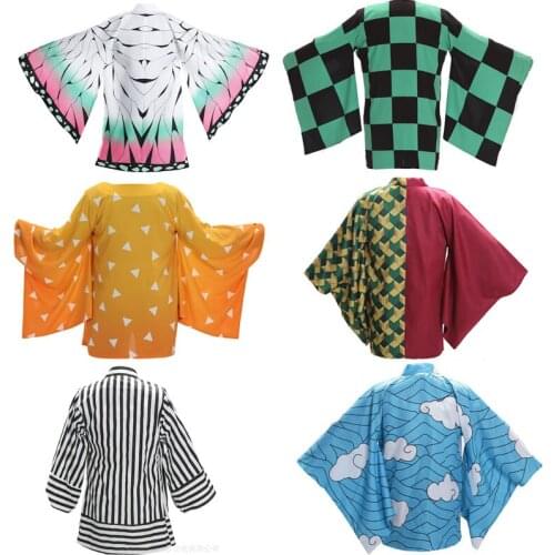 Demon Slayer Kimetsu no Yaiba Agatsuma Zenitsu Kamado Tanjirou Tomioka Giyuu Himejima Kyoumei Cloak Haori Kimono Yukata Cosplay