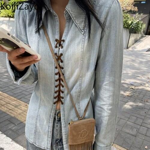 Женские джинсовые рубашки KOIJIZAYOI China At AliExpress
